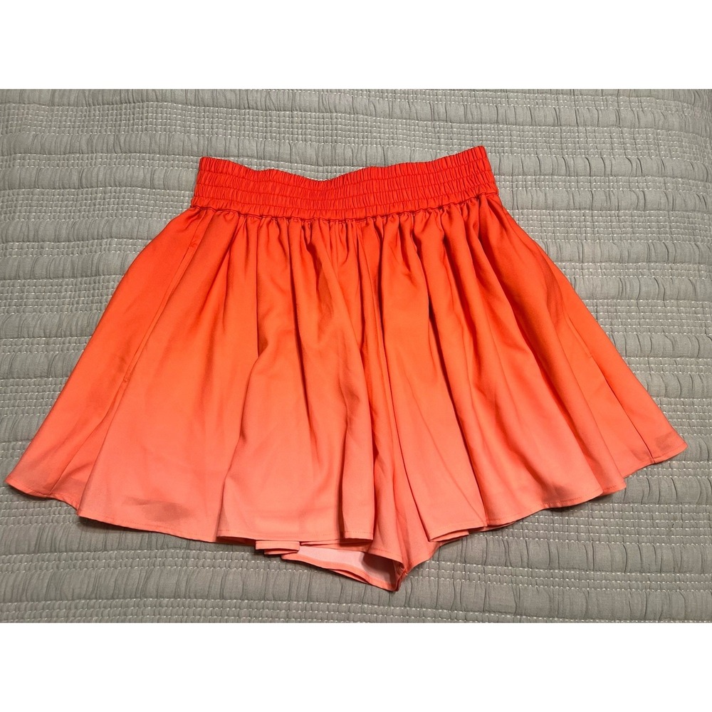 Emily McCarthy Orange Ombré Pleated High waisted Mini Skirt Size M